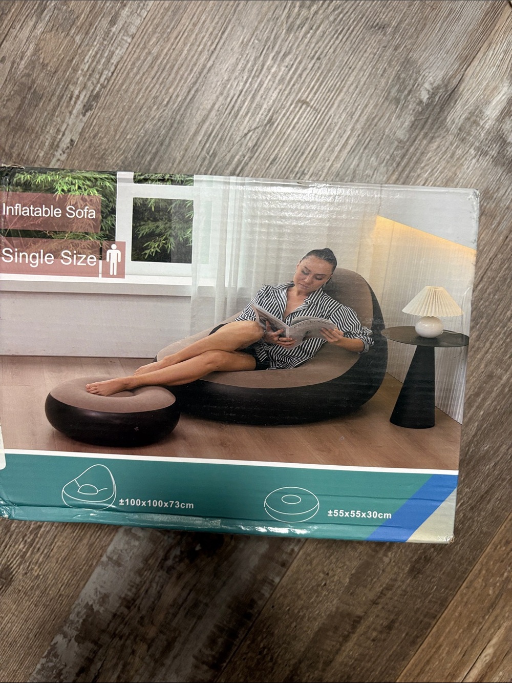 Brand new in original box  Inflatable Single-Size Lounge Sofa with Ottoman
